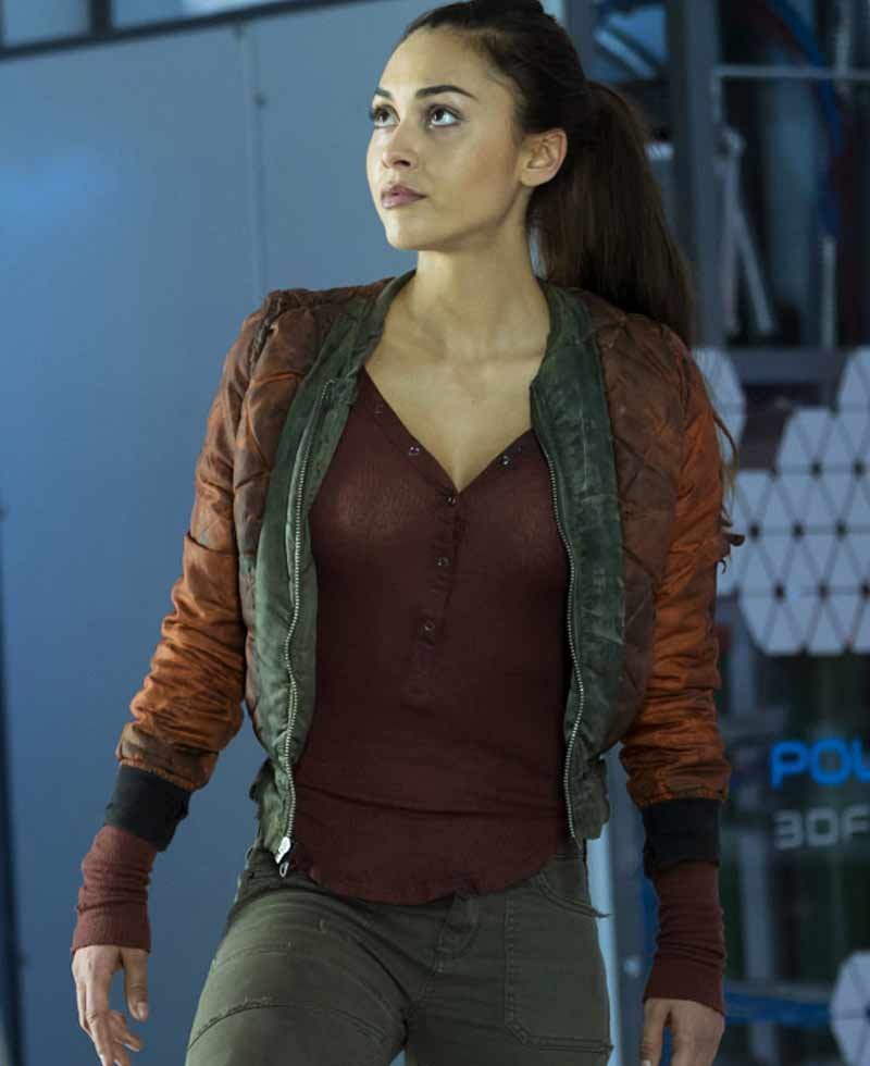 The 100 Lindsey Morgan Cropped Red Jacket